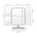 Espelho de mesa de maquiagem espelho dobrável de três lados espelho de iluminação ampliado 2X 3X O7
