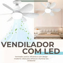 Ventilador de Teto Com Lâmpada LED Portátil Bivolt Silencioso 6 Hélices com Controle Remoto